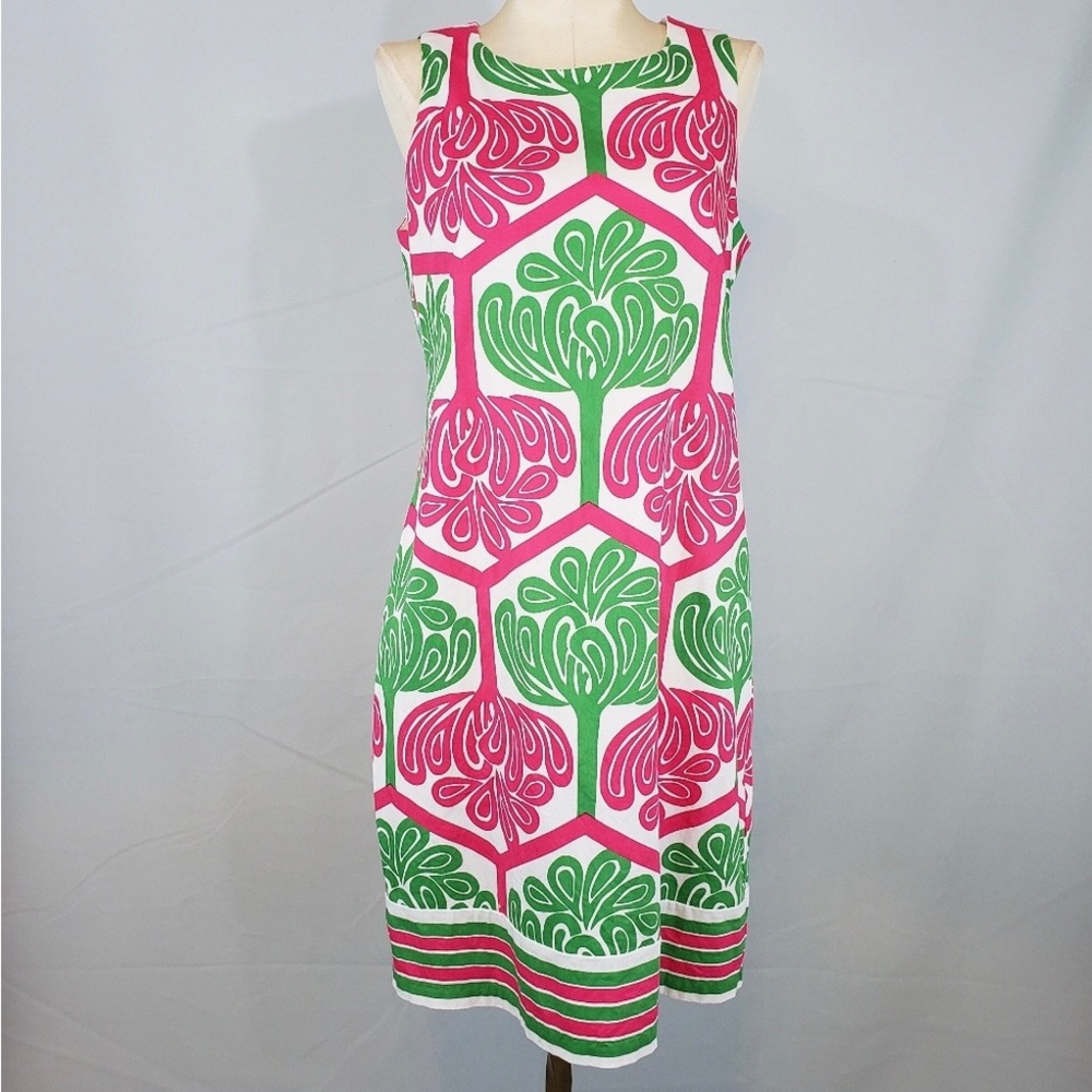 London Times Sleeveless Sheath Pink and Green Midi Dress